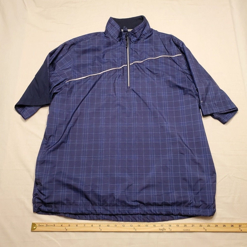 Sunice Weather Golf Men's Size XL 1/4 Zip Pullover Short Sleeve Navy Plaid